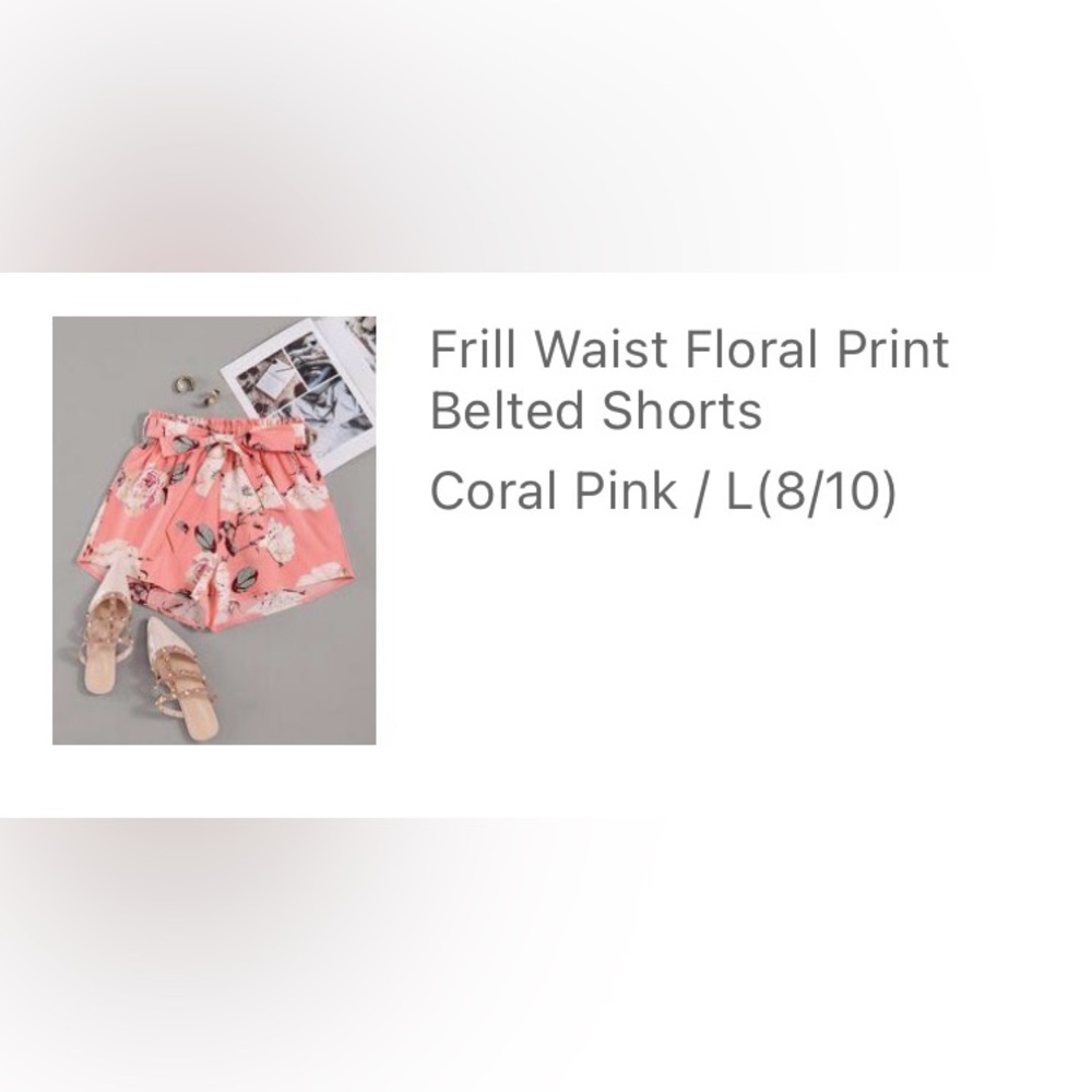Frill Waist Floral Print Belted Shorts